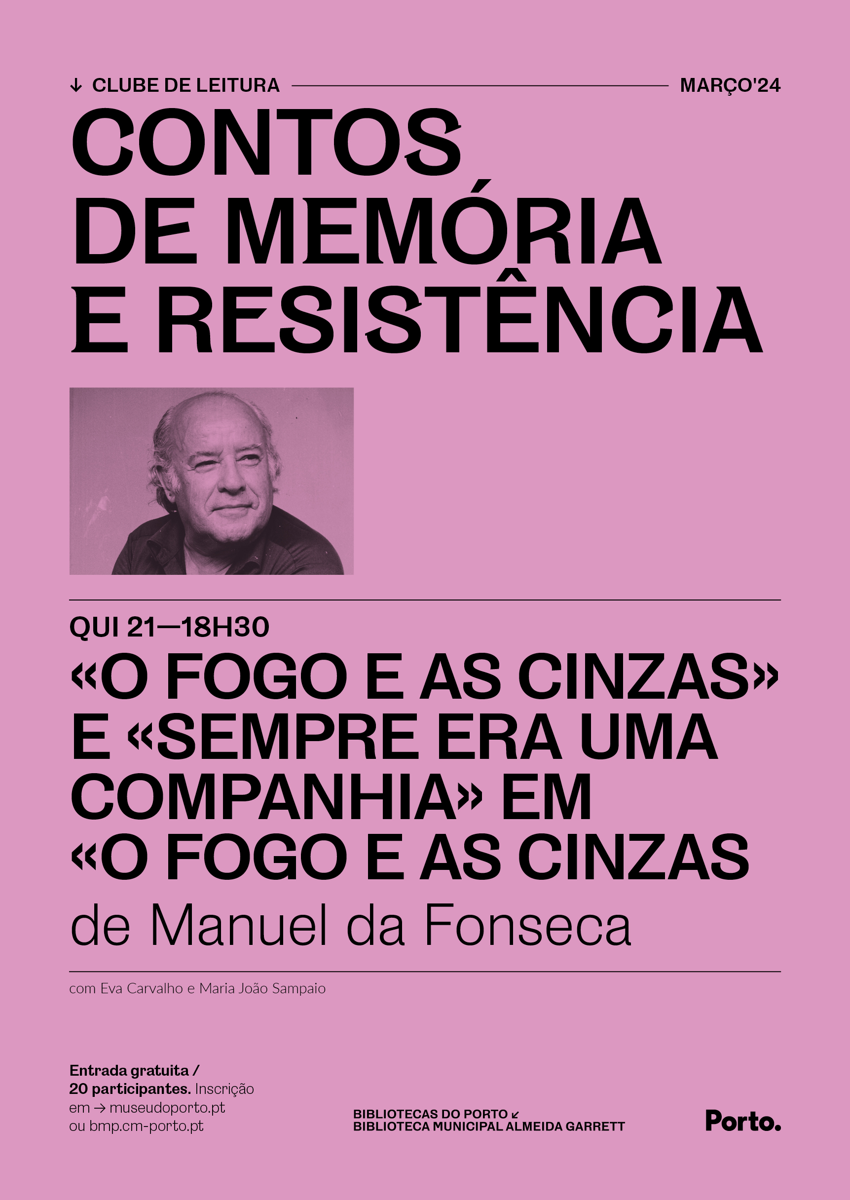 Clube de Leitura - Contos de Memória e Resistência | março | Bibliotecas  Municipais do Porto