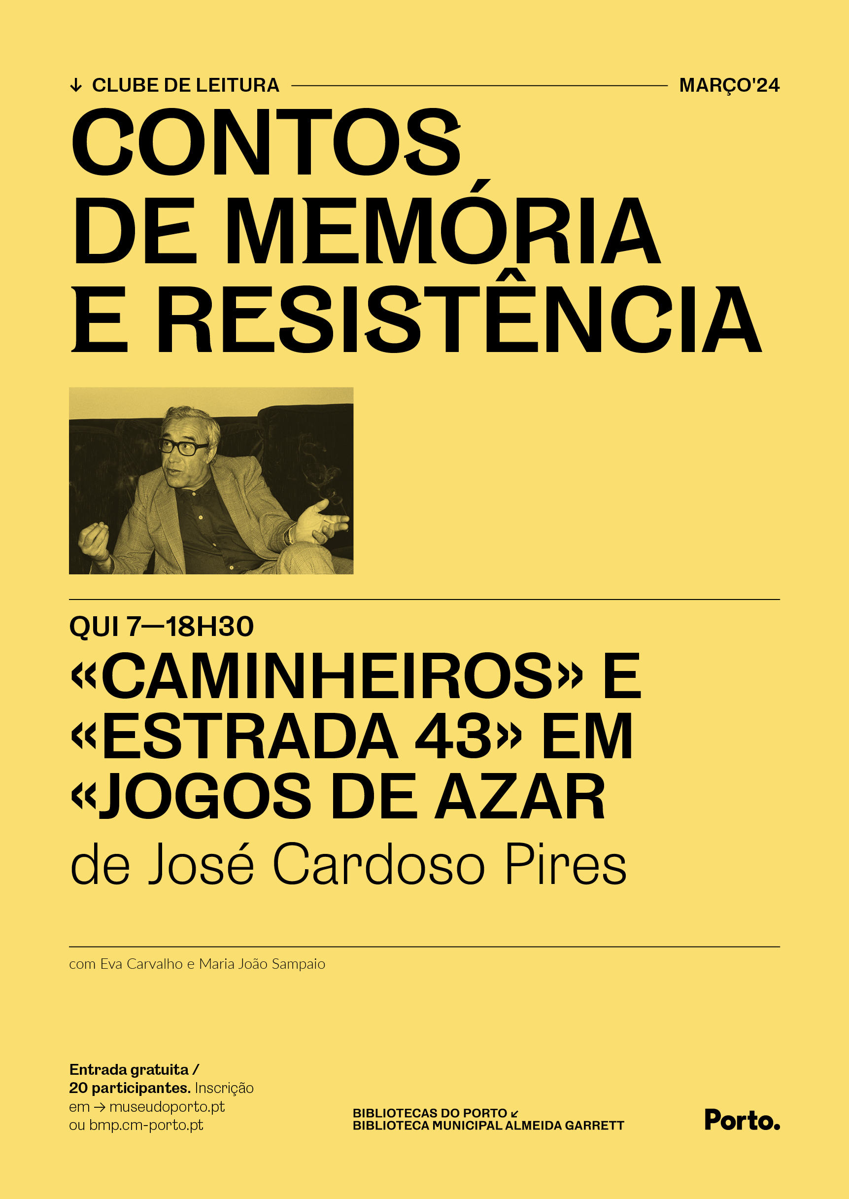 Clube de Leitura - Contos de Memória e Resistência | março | Bibliotecas  Municipais do Porto